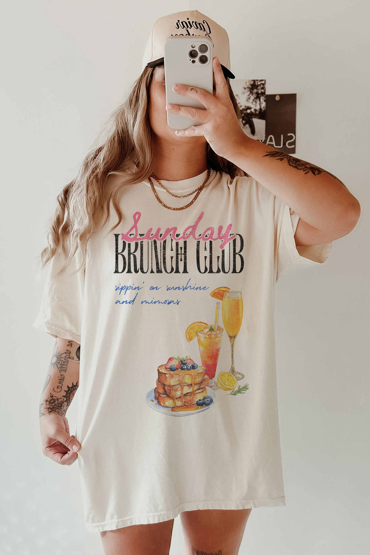 White "Sunday Brunch Club" Graphic Tee