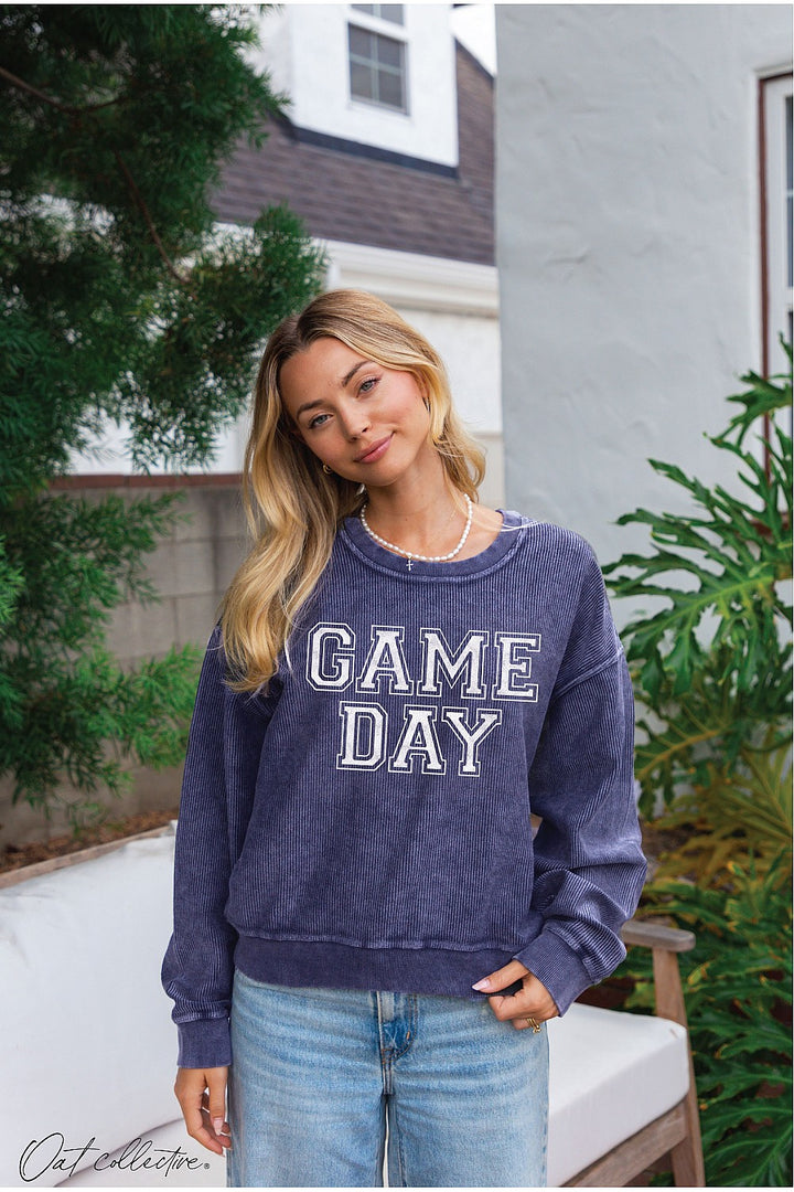 Oversized "Game Day" Thermal Vintage Pullover - 6 Color Options