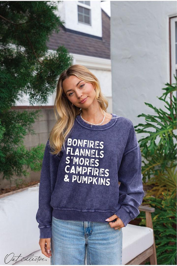 Bonfires Thermal Vintage Pullover - 5 Color Options