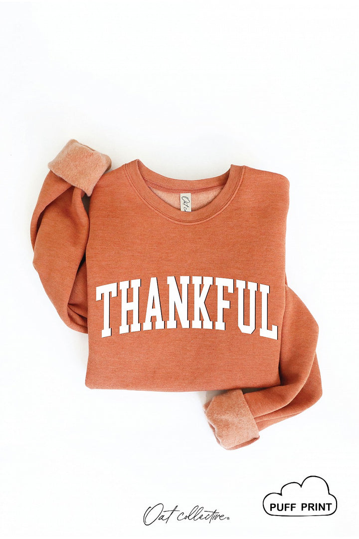 "Thankful" Puff Graphic Sweatshirt - 13 Color Options
