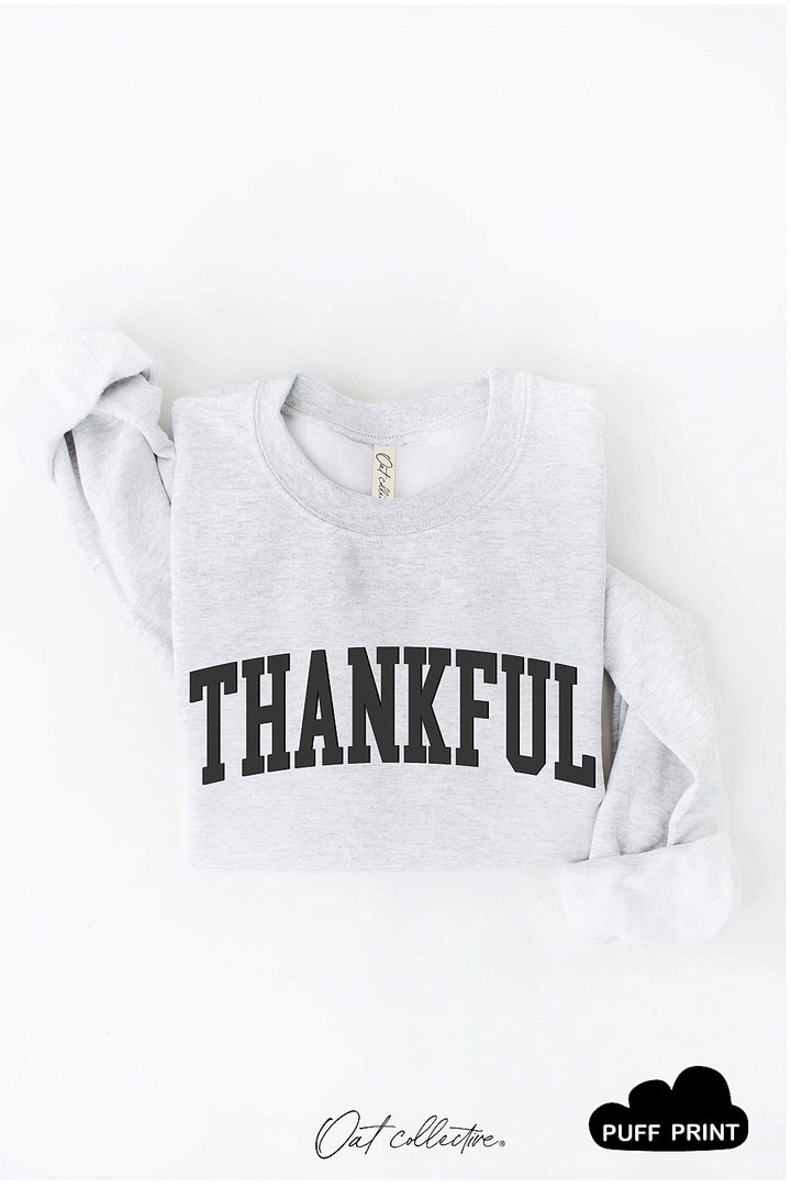"Thankful" Puff Graphic Sweatshirt - 13 Color Options