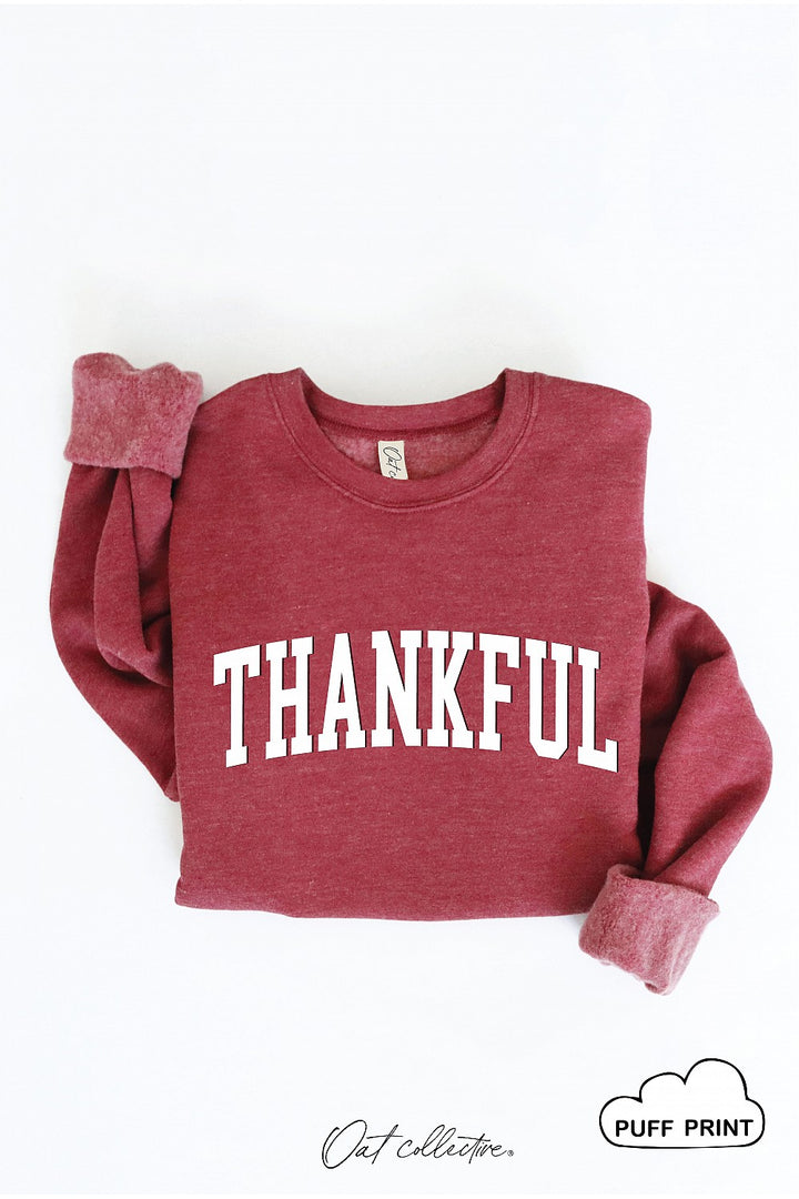 "Thankful" Puff Graphic Sweatshirt - 13 Color Options