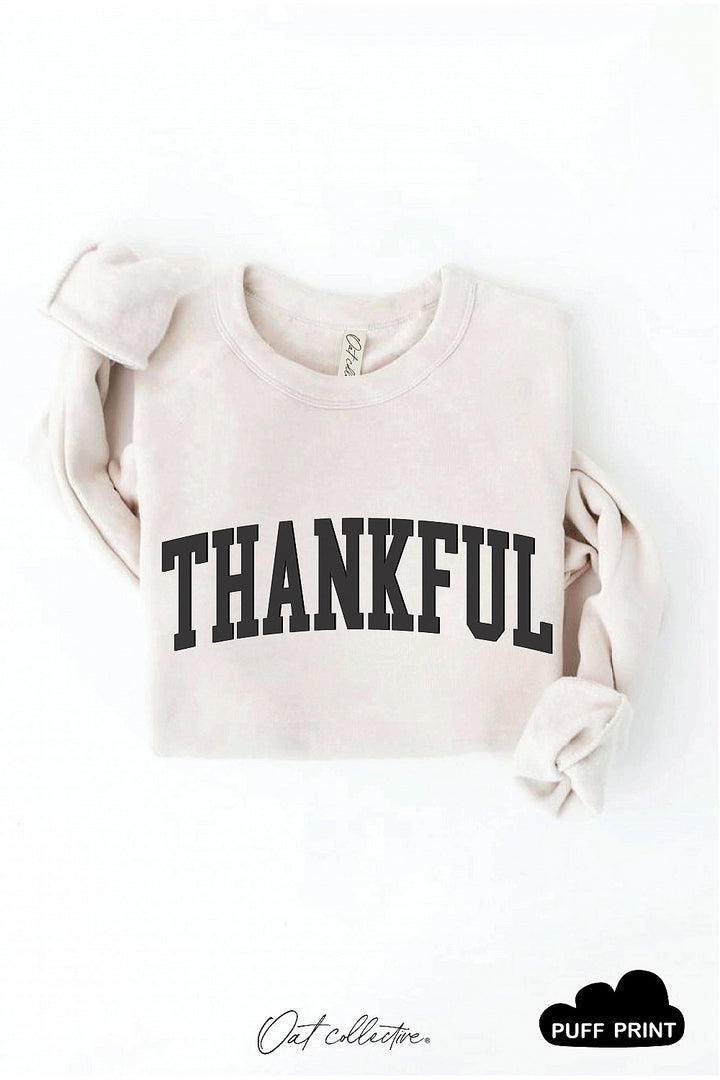 "Thankful" Puff Graphic Sweatshirt - 13 Color Options