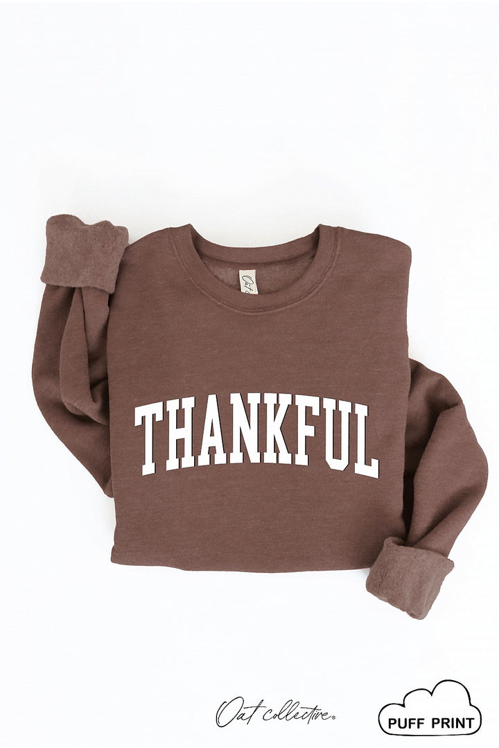 "Thankful" Puff Graphic Sweatshirt - 13 Color Options