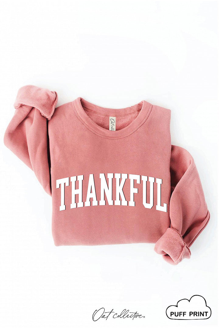 "Thankful" Puff Graphic Sweatshirt - 13 Color Options