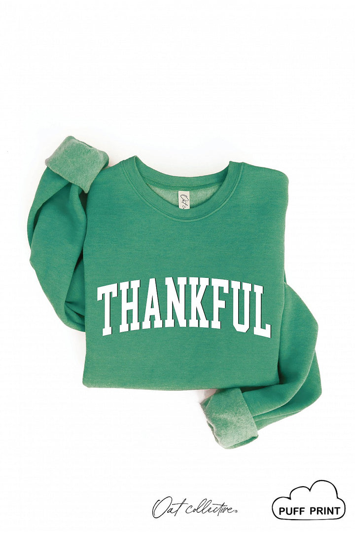 "Thankful" Puff Graphic Sweatshirt - 13 Color Options