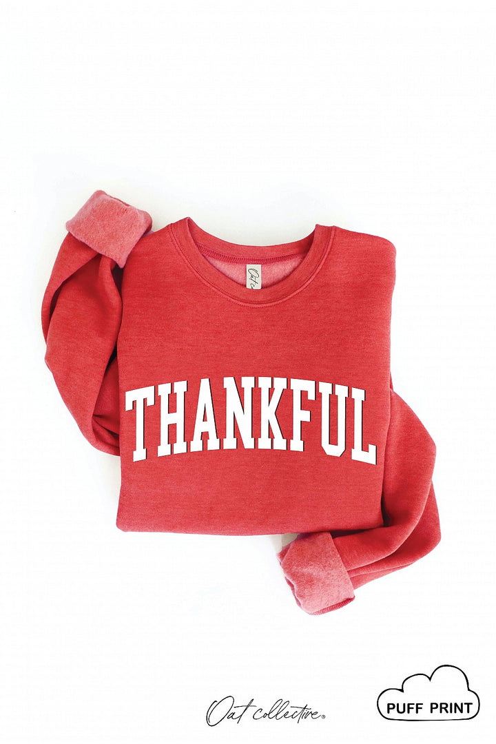 "Thankful" Puff Graphic Sweatshirt - 13 Color Options