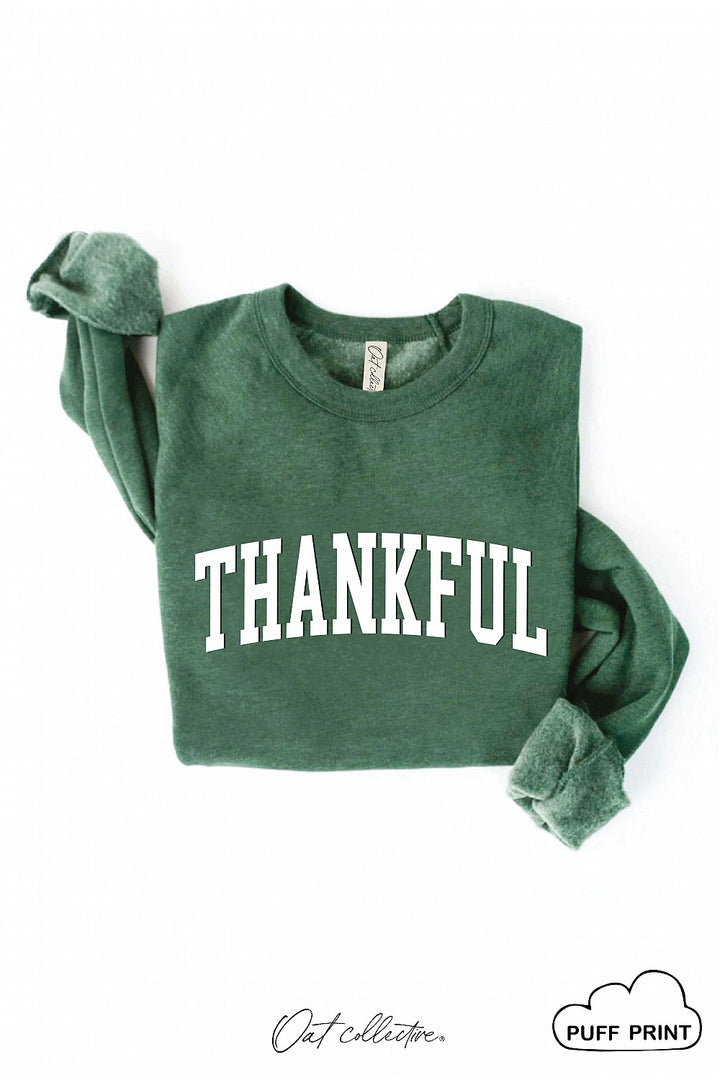"Thankful" Puff Graphic Sweatshirt - 13 Color Options