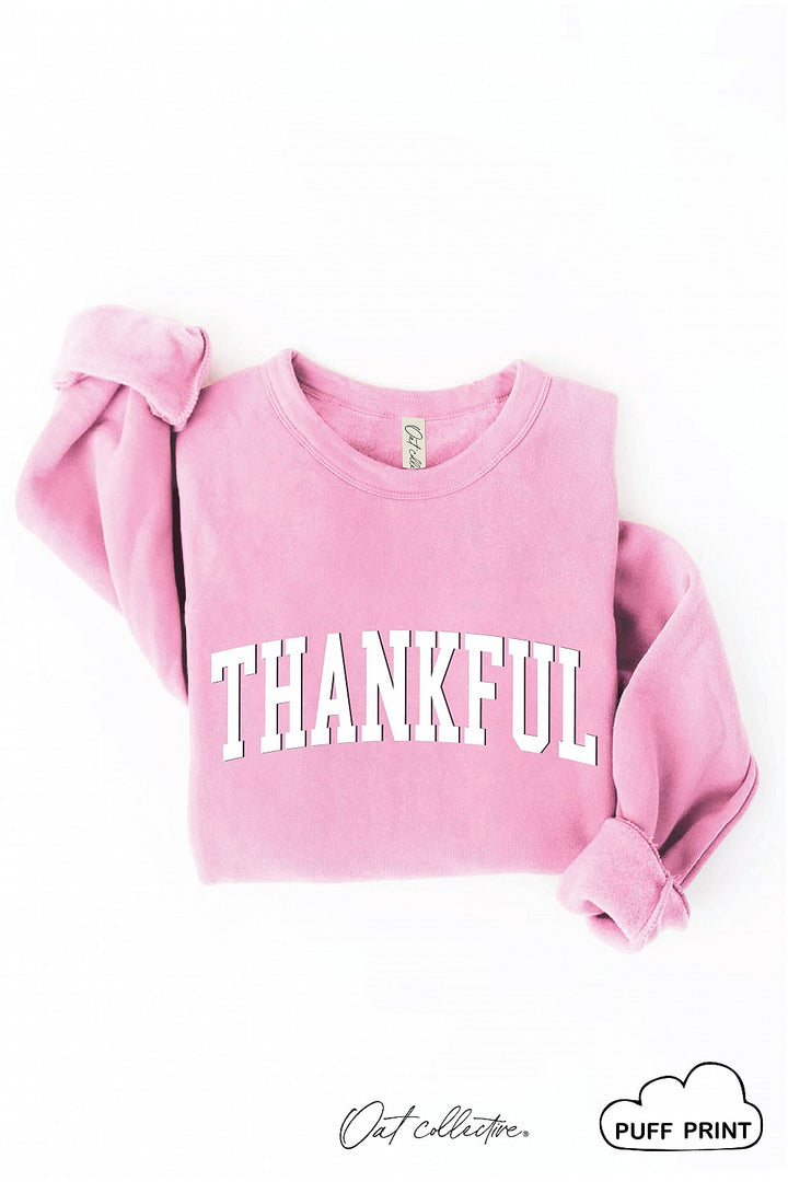 "Thankful" Puff Graphic Sweatshirt - 13 Color Options