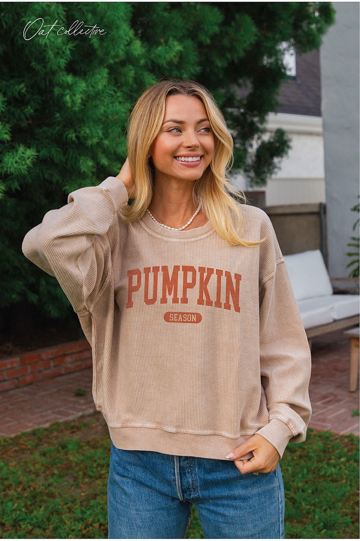 "Pumpkin Season" Cropped Thermal Vintage Pullover - 6 Color Options