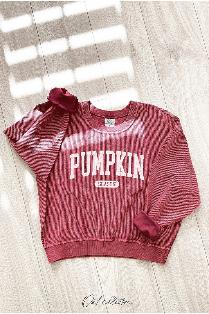 "Pumpkin Season" Cropped Thermal Vintage Pullover - 6 Color Options
