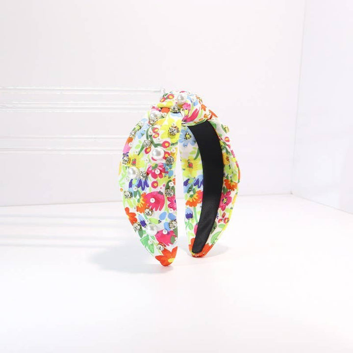 Floral Toile Pattern Pearl Hair Band Headband