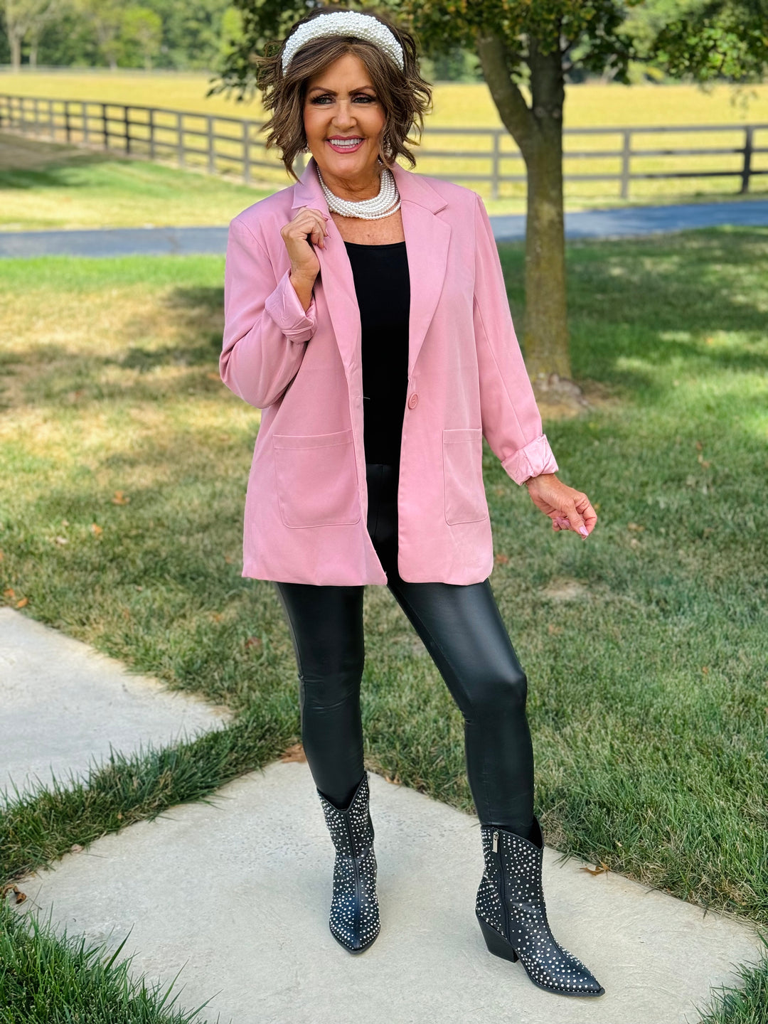 Pink Boyfriend Blazer - Small Through Extended Sizes