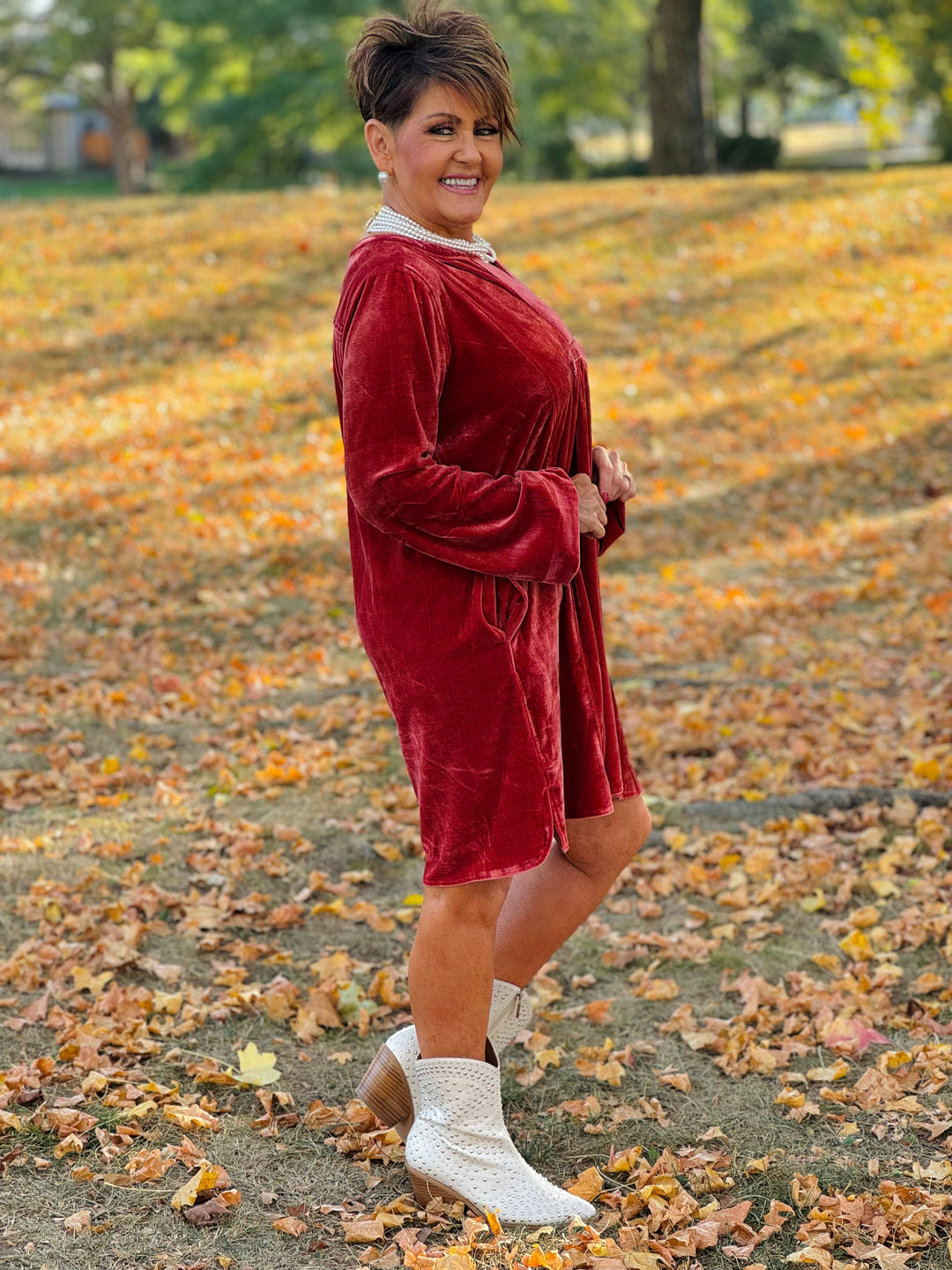 Long Sleeve Soft Velvet Tunic Dress - 5 Color Options - Small Through Extended Sizes