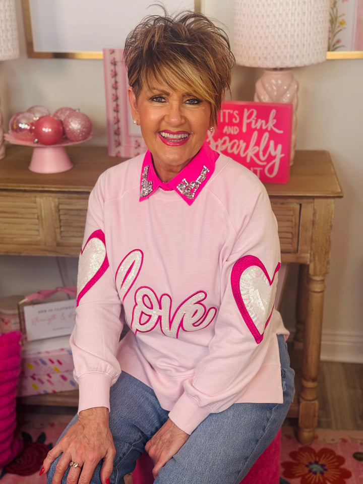 Pink Glittery "Love" Sweatshirt