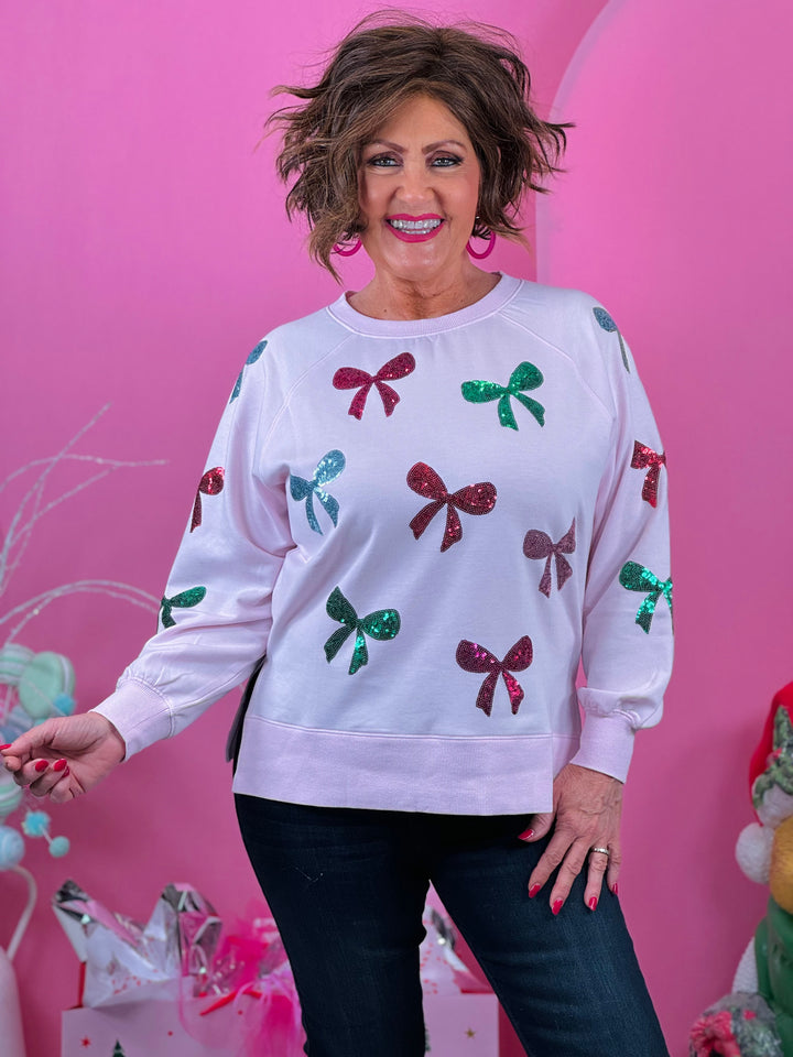 Pink Katie Bows Sweatshirt - Small Through Extended Sizes