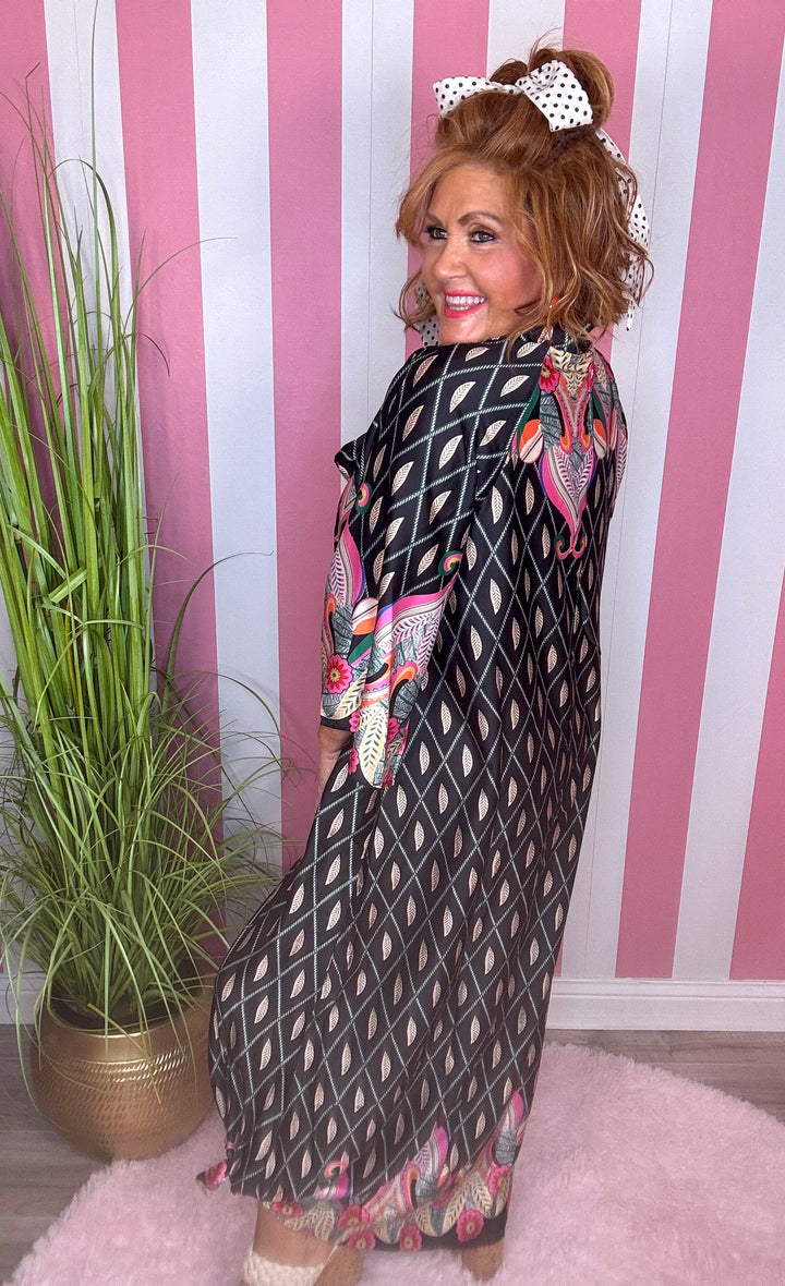 Maxi Dress-Black Geometric Print