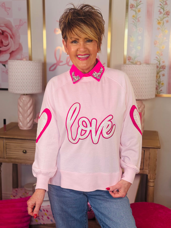 Pink Glittery "Love" Sweatshirt