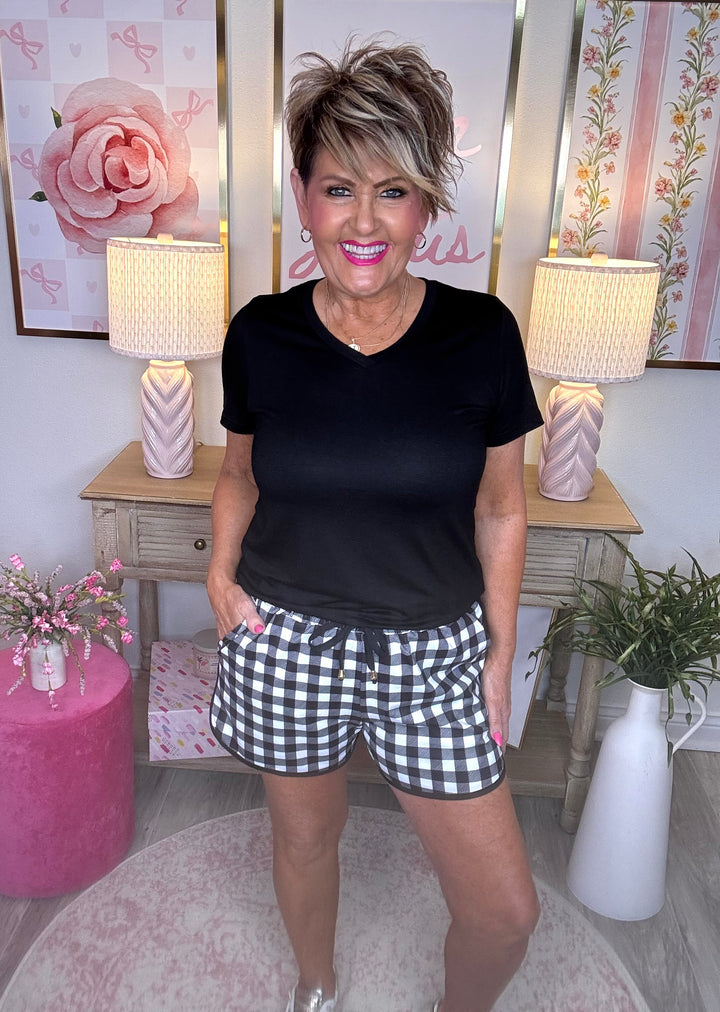 SALE: Black Gingham Everyday Shorts