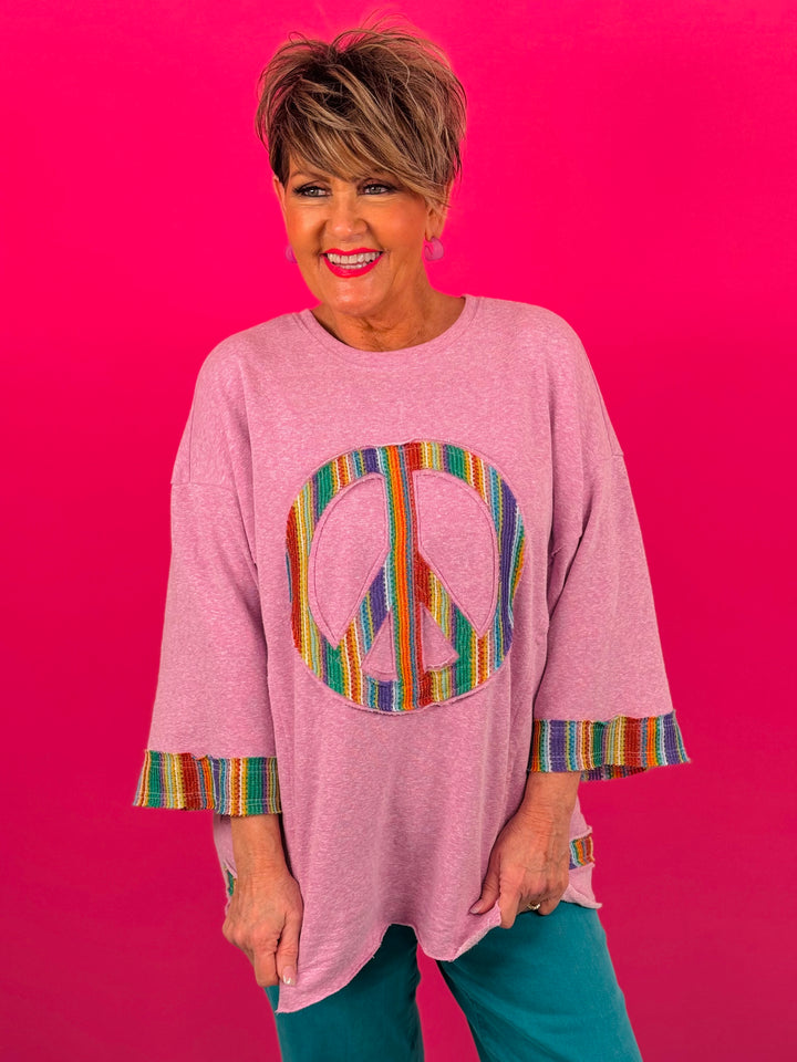 SALE: Peace Sign Patch Terry Knit Tunic - Final Sale