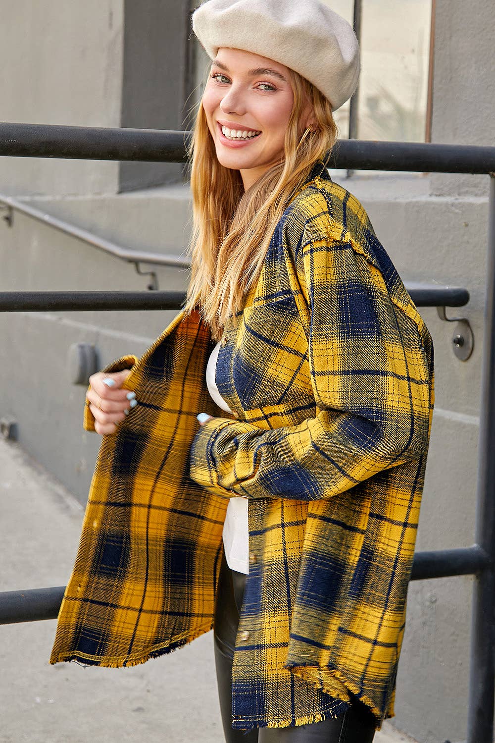 Soft Fabric Plaid Mineral Washed Button Down Shirt-3 Color Options