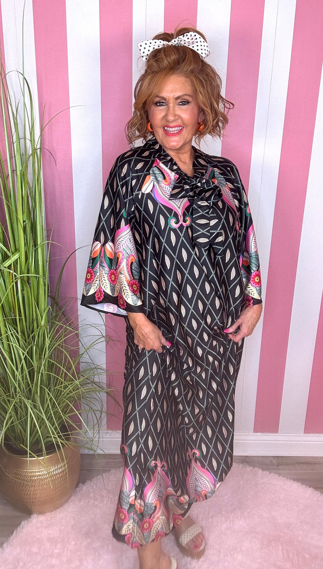 Maxi Dress-Black Geometric Print