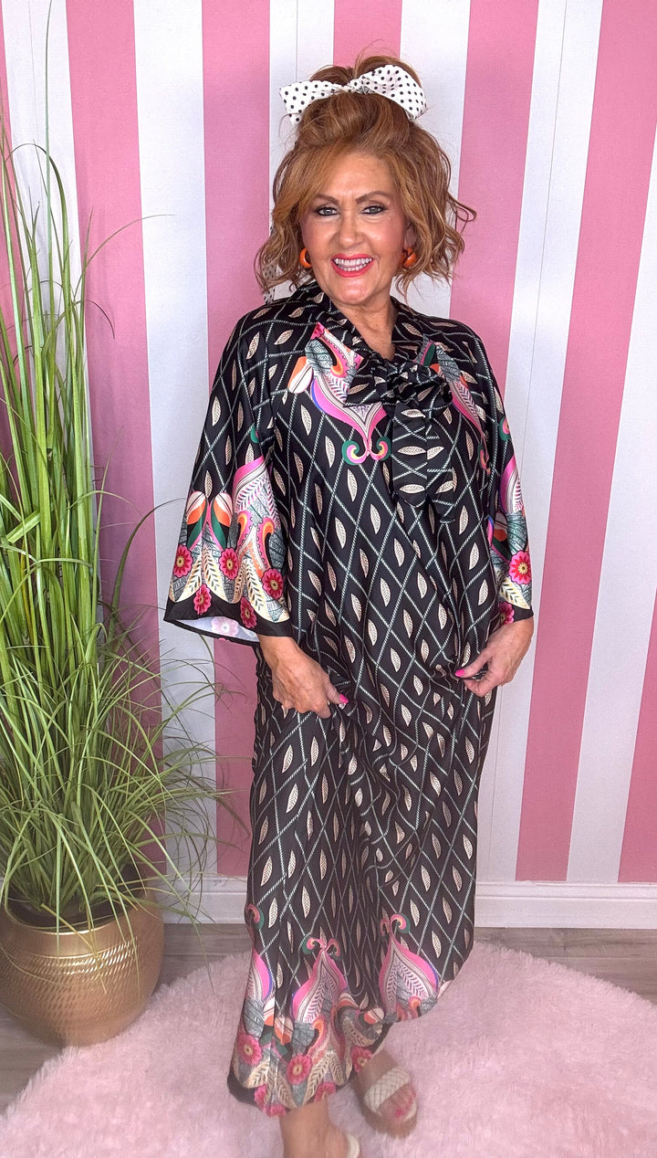 Maxi Dress-Black Geometric Print