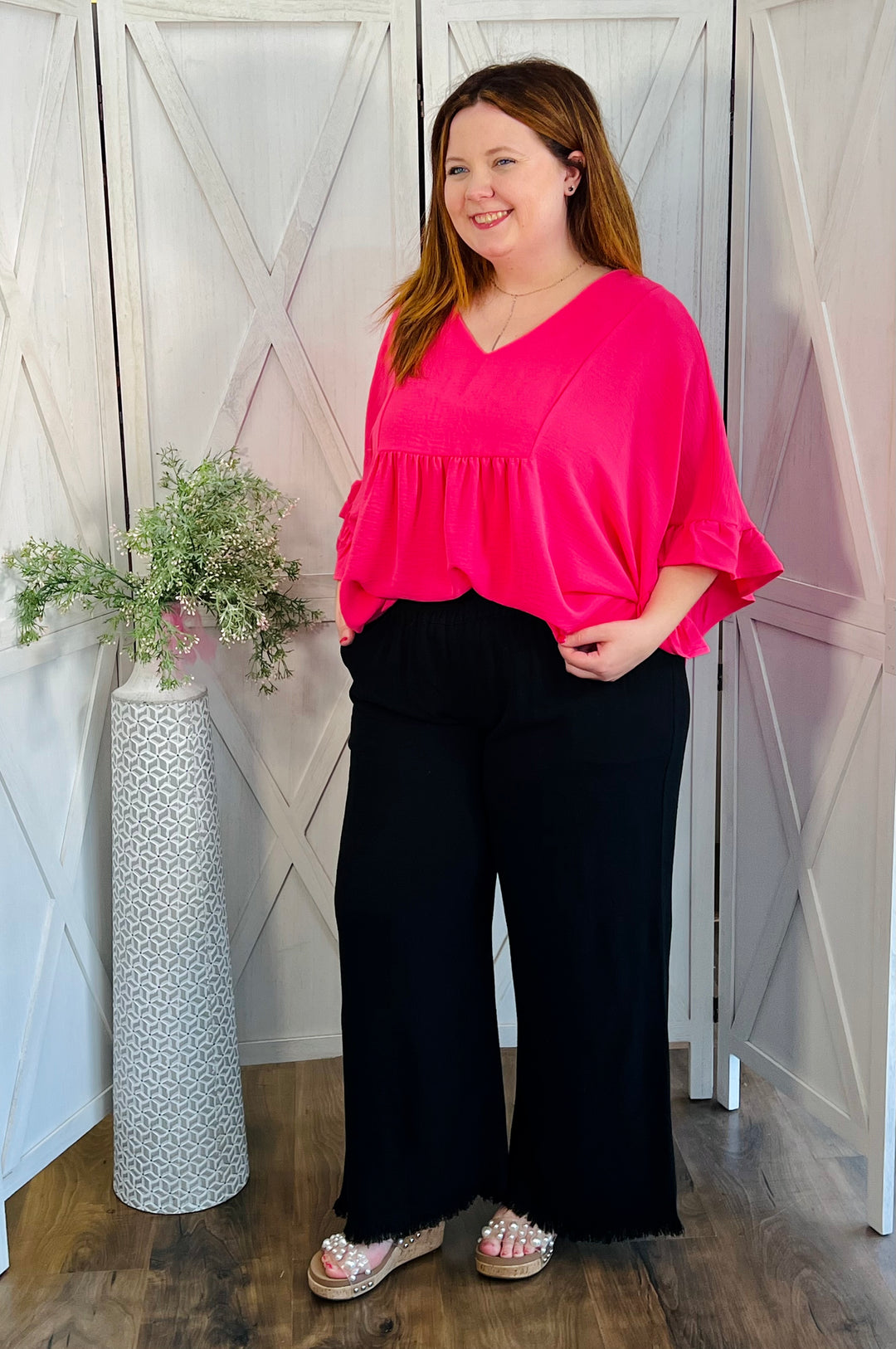 Linen Blend Wide Leg Pants - 6 Color Options - Available Small Through Extended Sizes - Final Sale