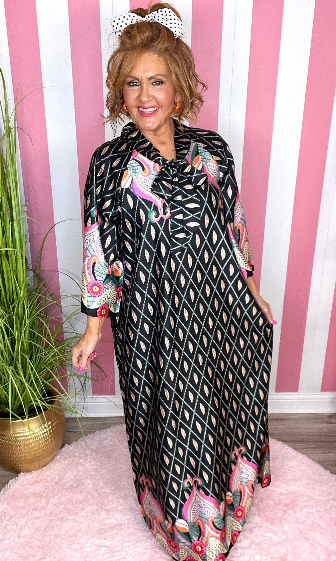 Maxi Dress-Black Geometric Print