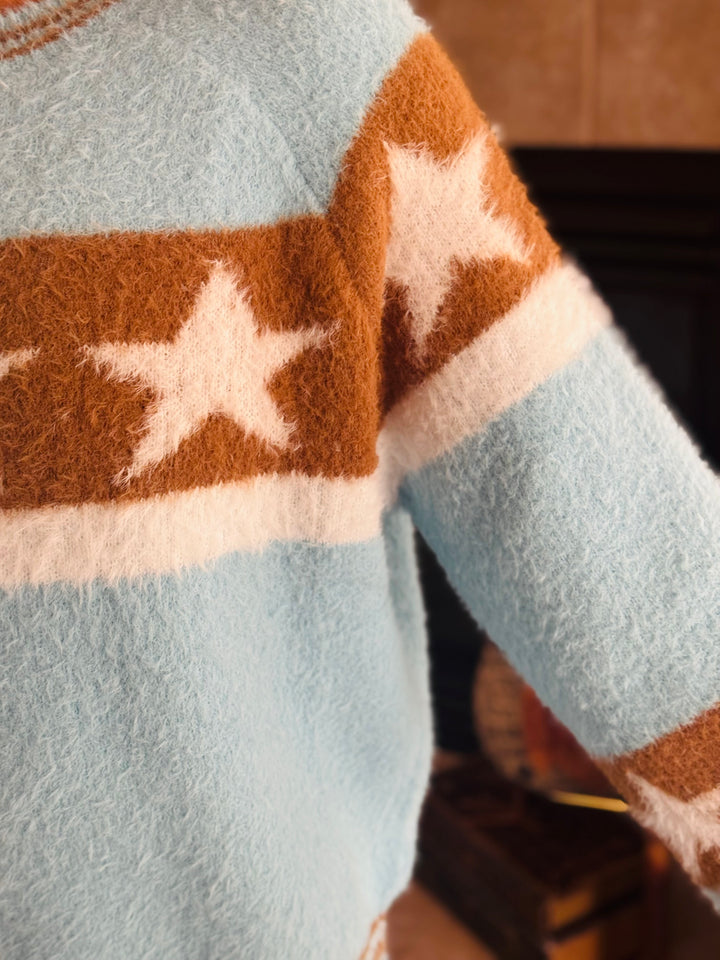 Mohair Sweater w/Star Pattern - 2 Color Options
