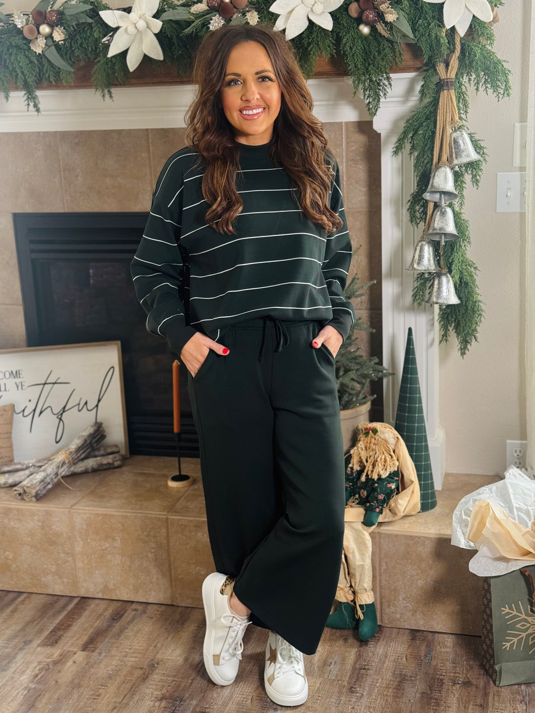 Modal Scuba Stripe Crew Neck Top - 2 Color Options