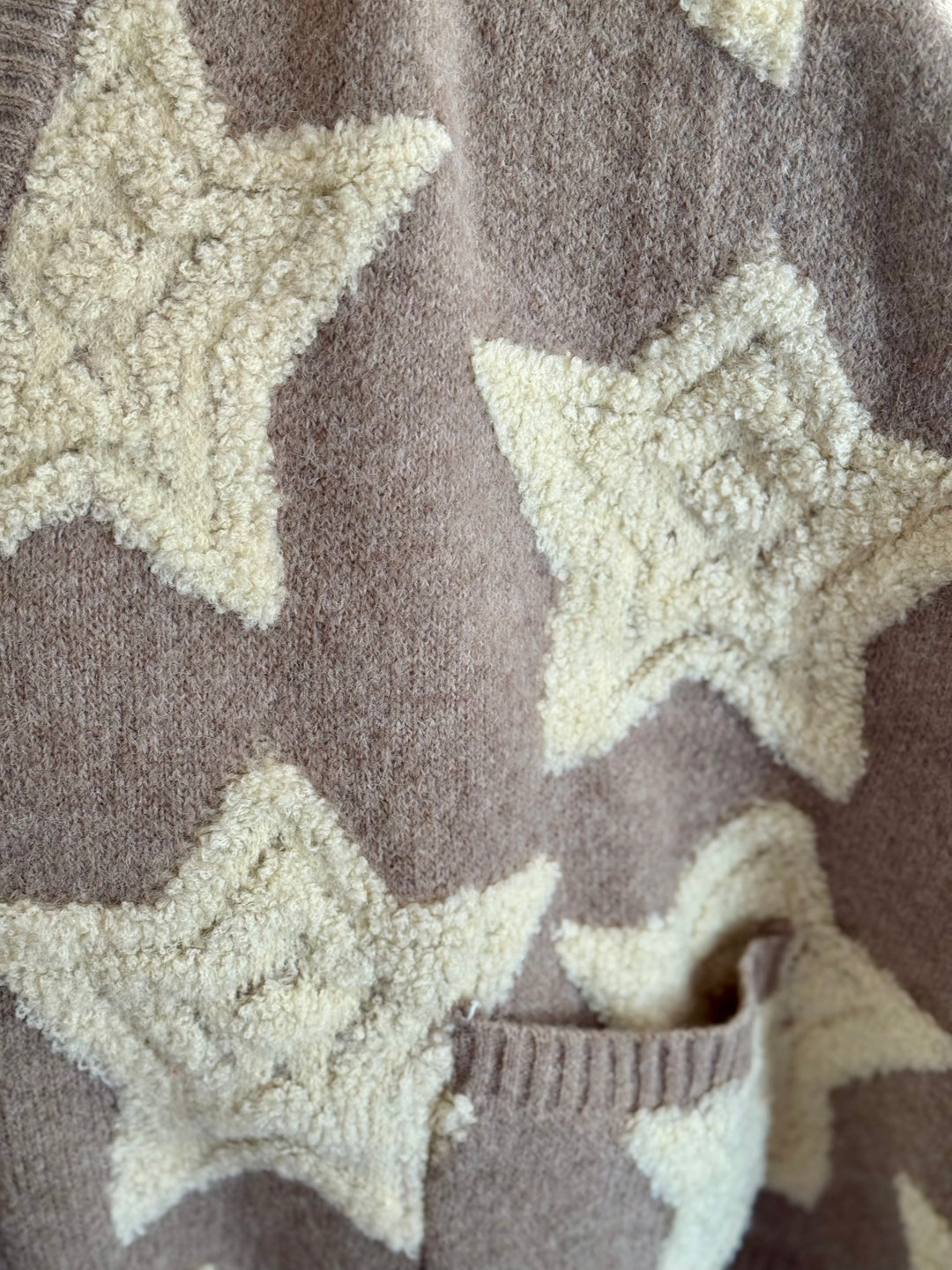 Taupe Oversized Star Pullover Sweater Cardigan