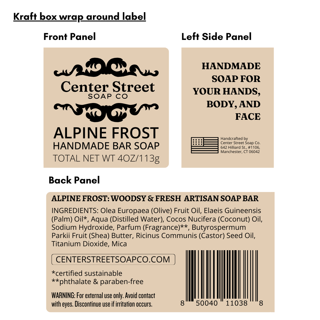 Alpine Frost Customizable Christmas Handmade Bar Soap - 4oz