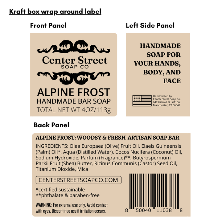 Alpine Frost Customizable Christmas Handmade Bar Soap - 4oz