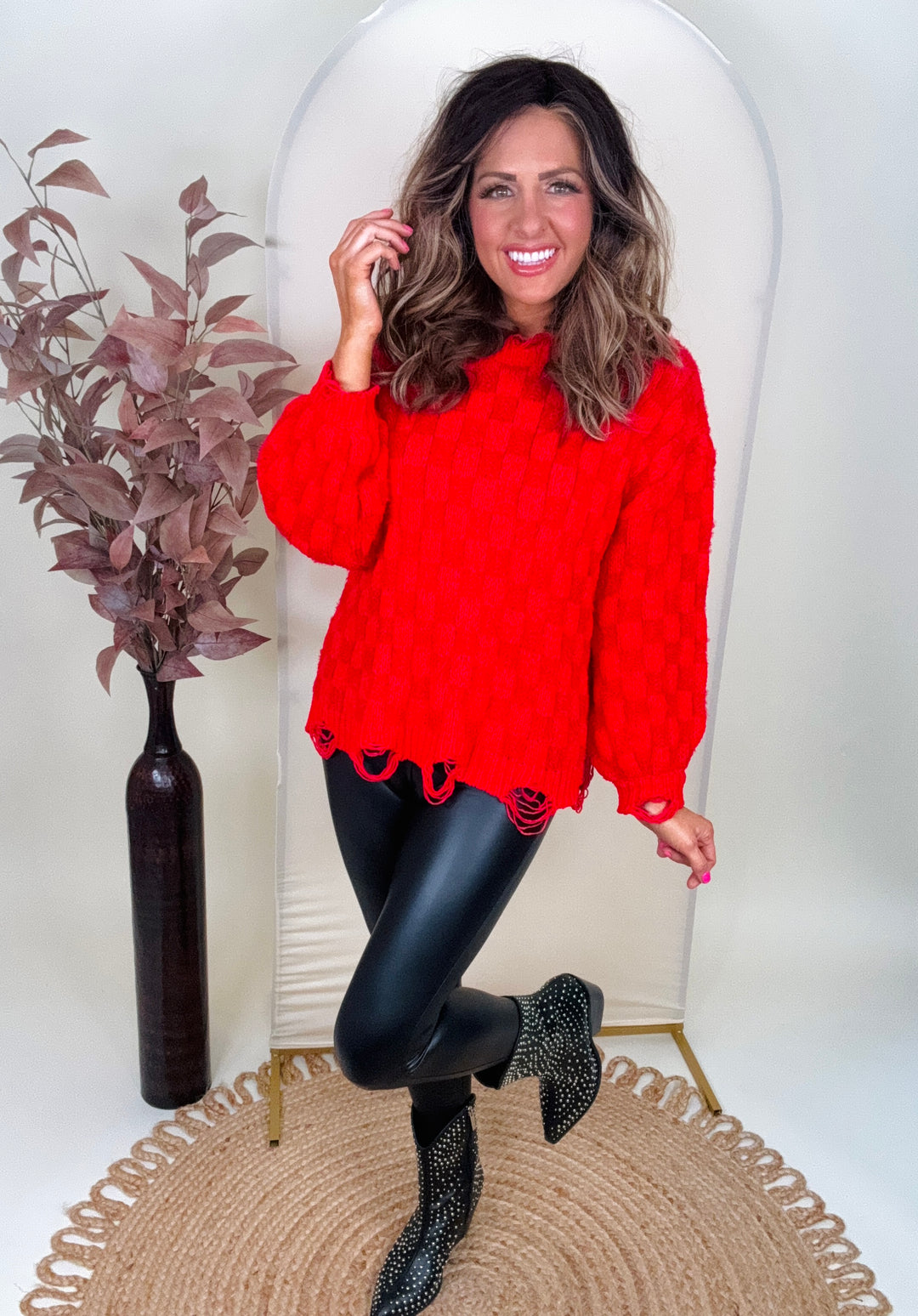 POL: Round Neck Long Sleeve Oversized Sweater - 3 Color Options