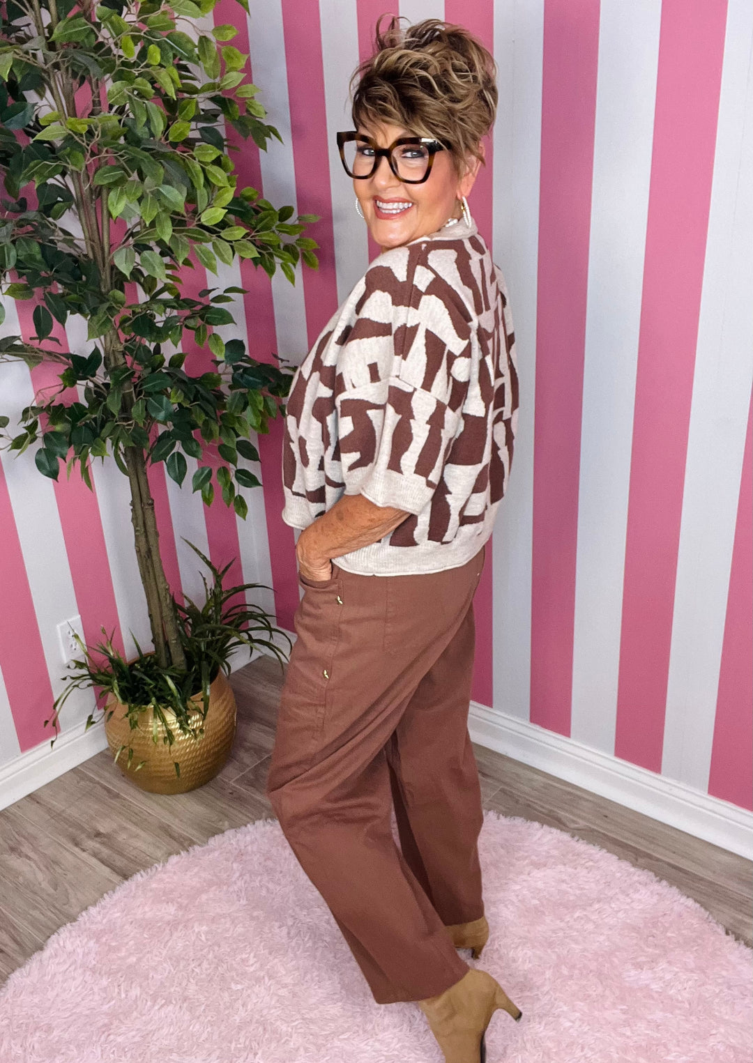 Utility Style Barrel Pants with Star Studs-3 Color Options