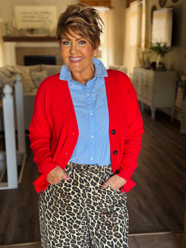 Drop Shoulder Sweater Cardigan - 5 Color Options