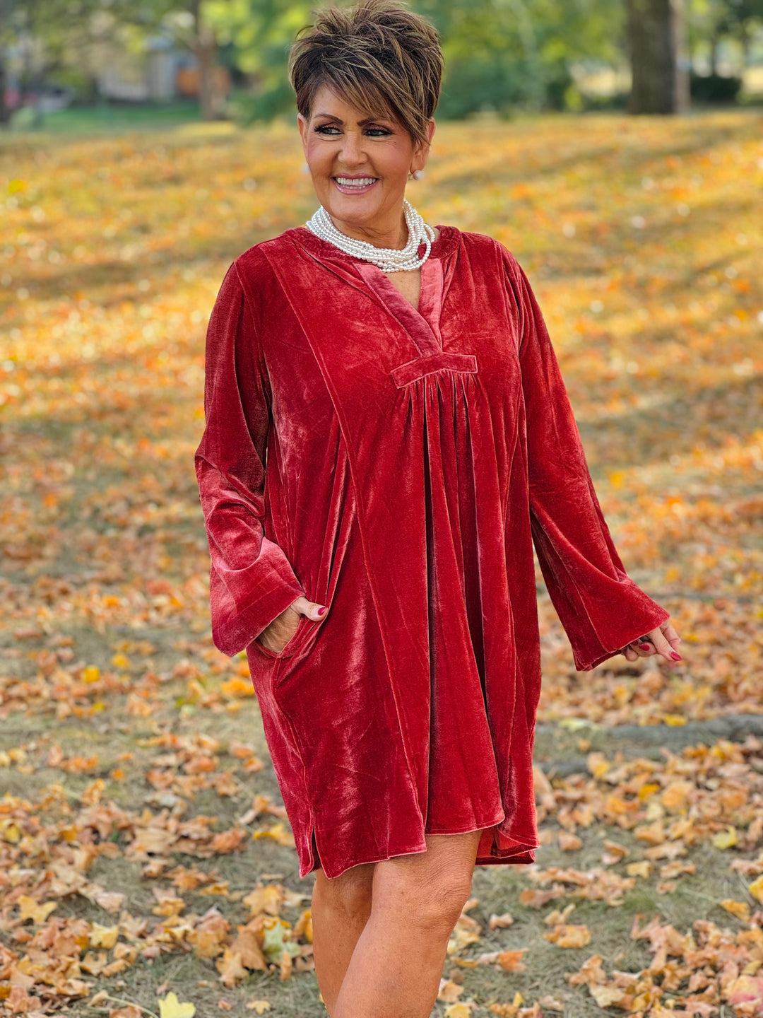 Long Sleeve Soft Velvet Tunic Dress - 5 Color Options - Small Through Extended Sizes