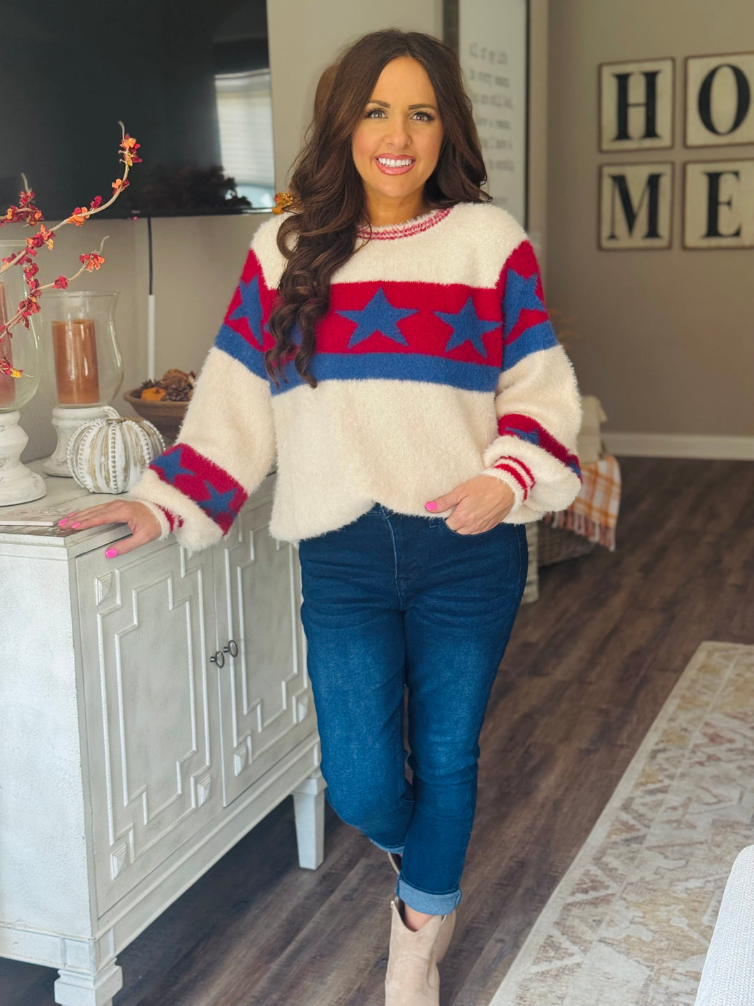 Mohair Sweater w/Star Pattern - 2 Color Options