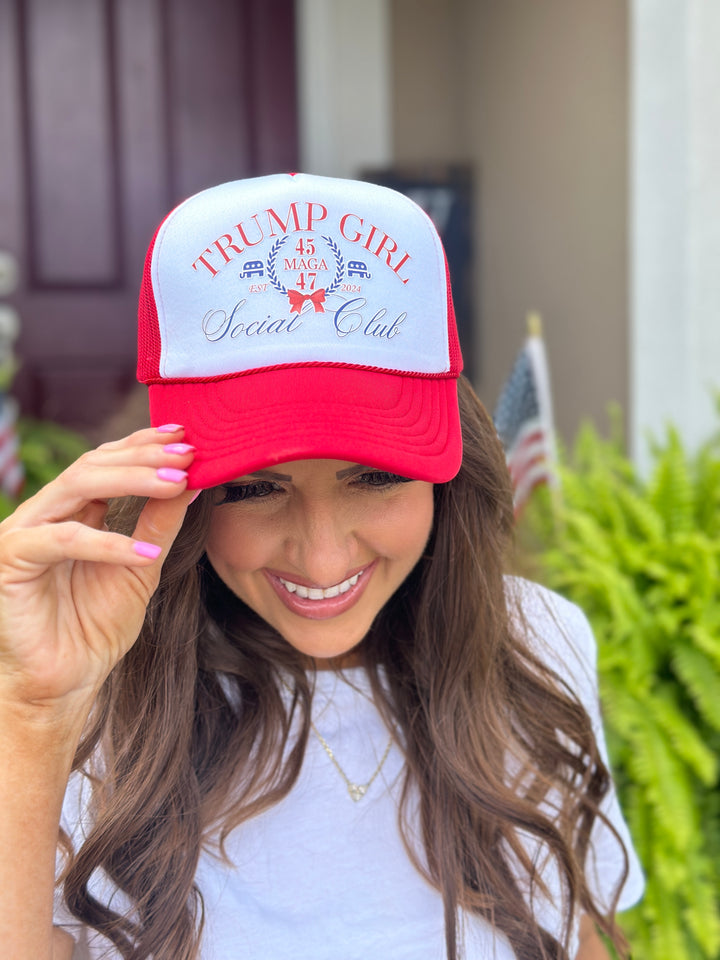 Red/White Foam "Trump Girl Social Club" Trucker Hat