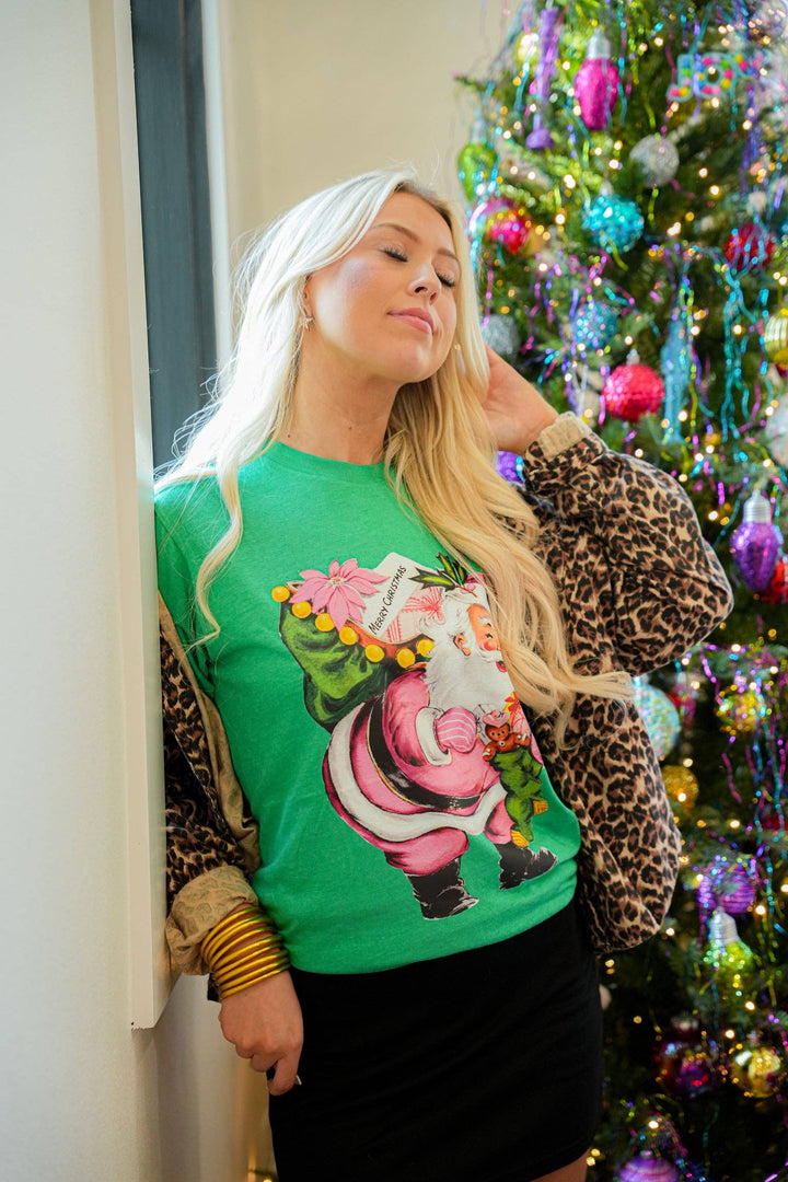 VINTAGE PINK SANTA SWEATSHIRT