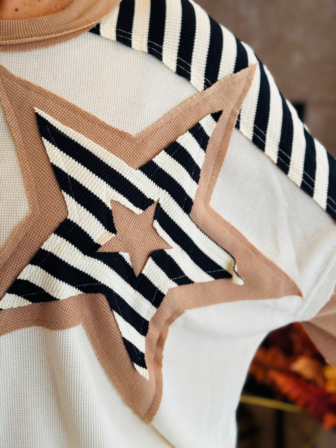 SALE: Star Patchwork Mixed Long Sleeve Top