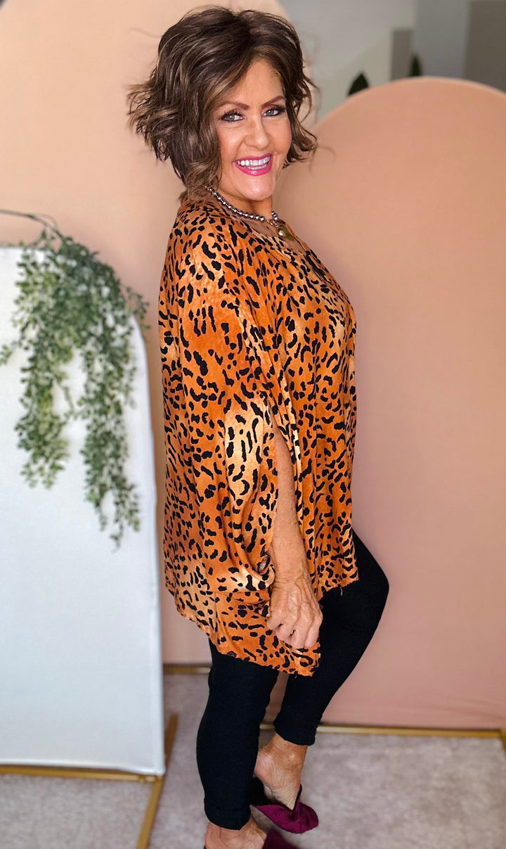 Camel Animal Print Top - Small/Medium Through Extended Sizes - Final Sale