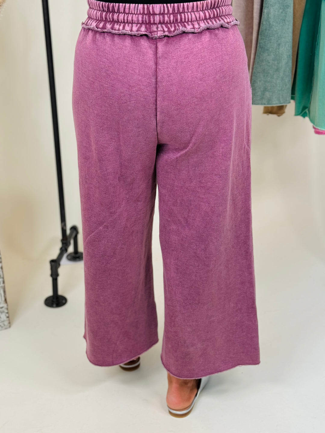 Acid Wash Fleece Palazzo Sweatpants W/Pockets - 3 Color Options - Final Sale