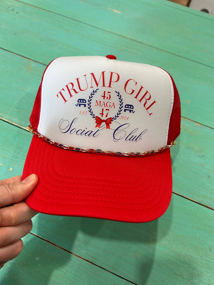 Red/White Foam "Trump Girl Social Club" Trucker Hat