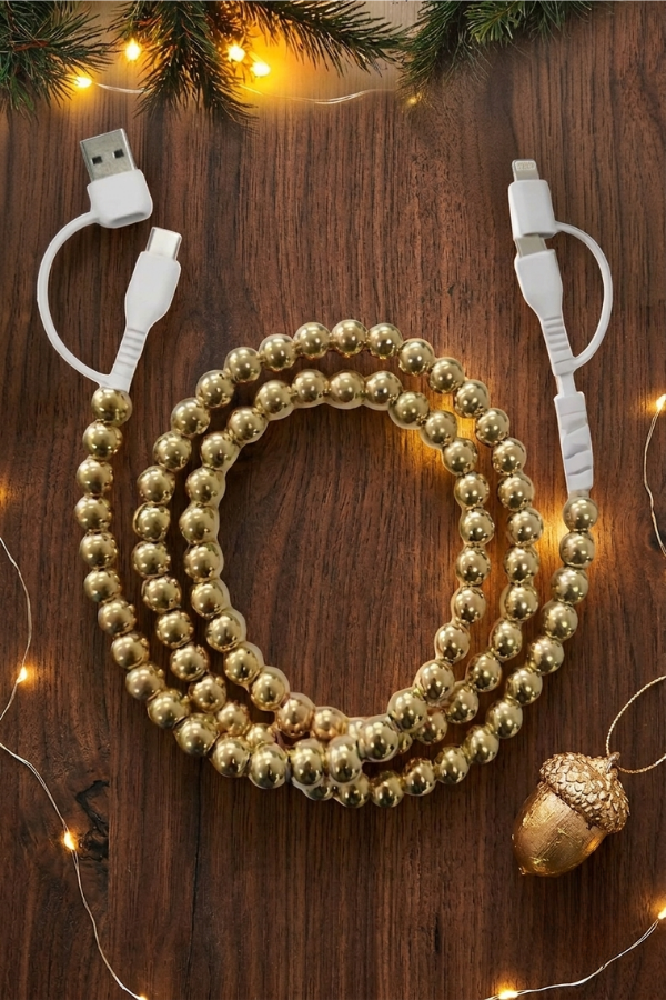 Gold Beaded Charging Cord