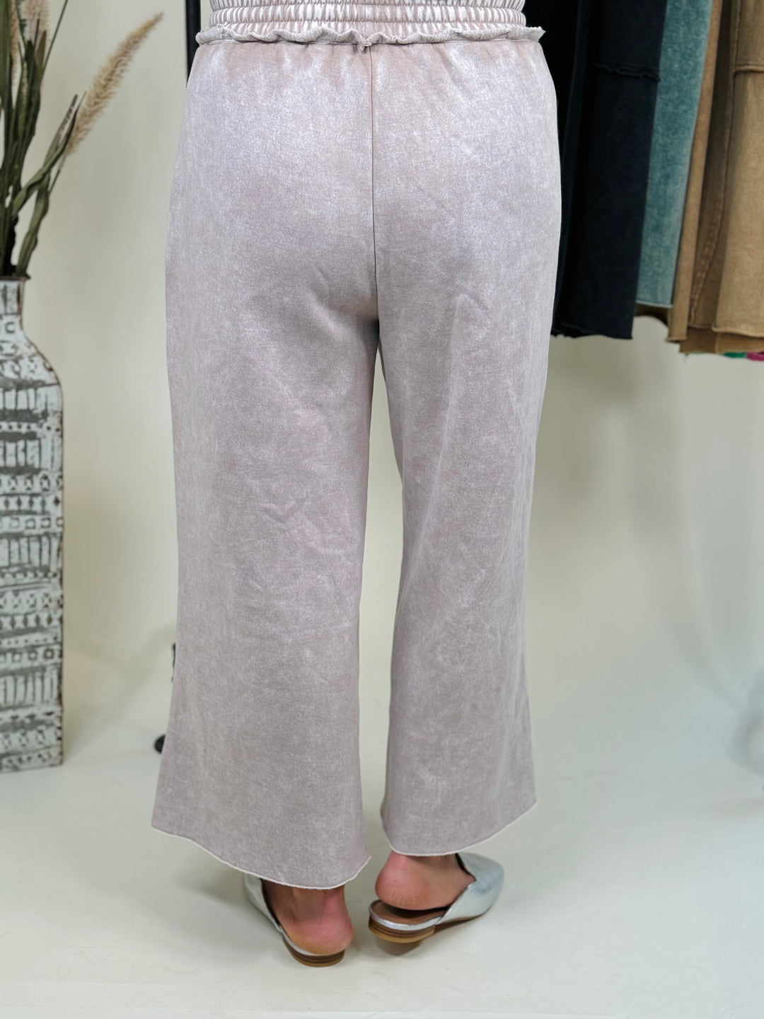 Acid Wash Fleece Palazzo Sweatpants W/Pockets - 3 Color Options - Final Sale