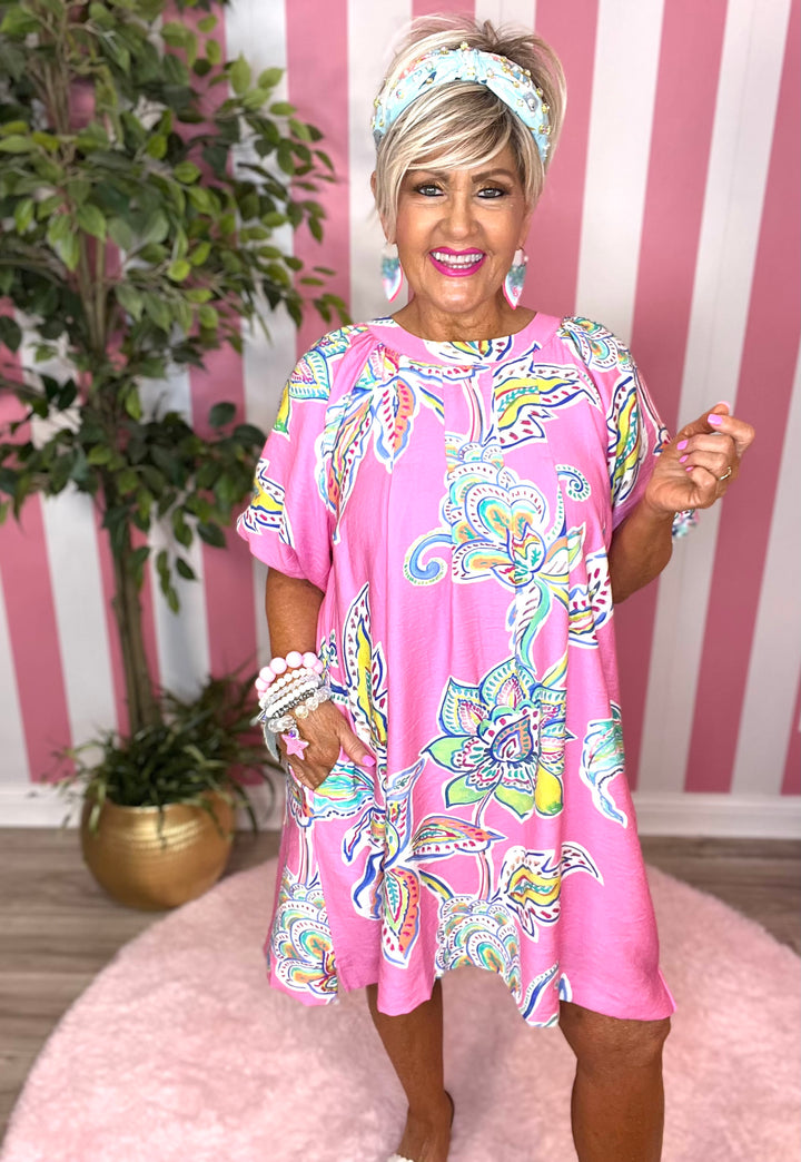 Paisley Dress-Pink