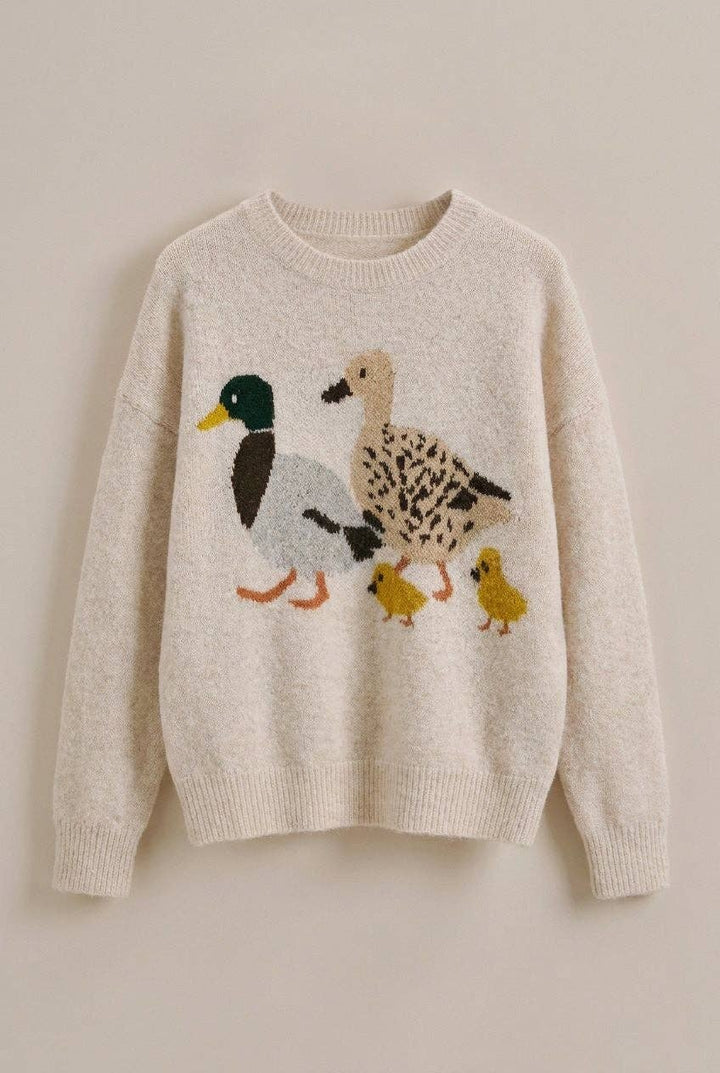 Mallard Duck Intarsia Knit Sweater-Two Color Options