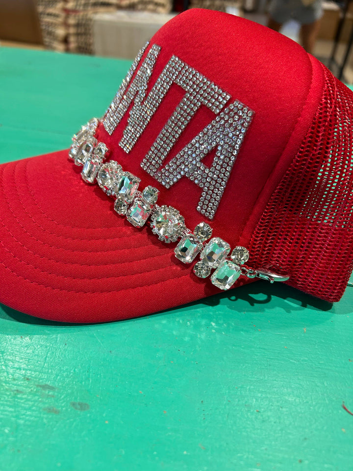 Rhinestone "SANTA" Trucker Hat